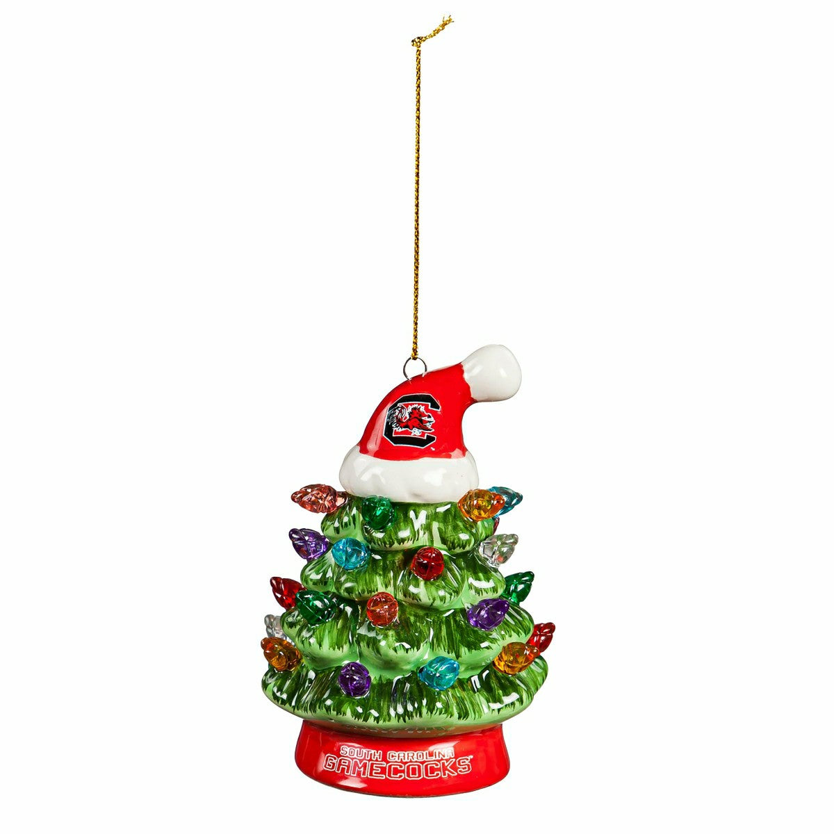4" LED Ceramic Christmas Tree Ornament with Team Santa Hat, University - Collegiate Home