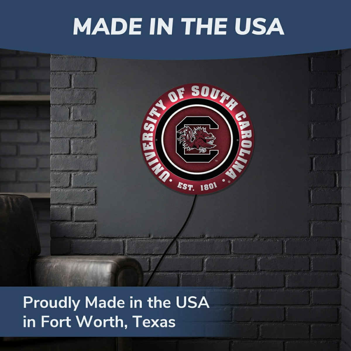 University of South Carolina, Metal Lite, Round - Collegiate
