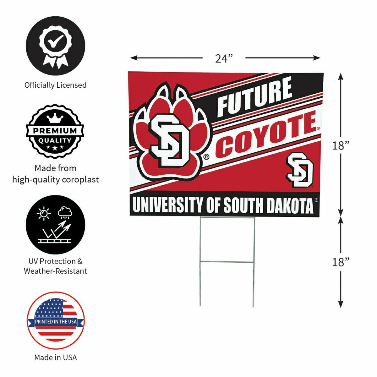 University of South Dakota Coroplast Yard Sign, Future Student - Collegiate Home