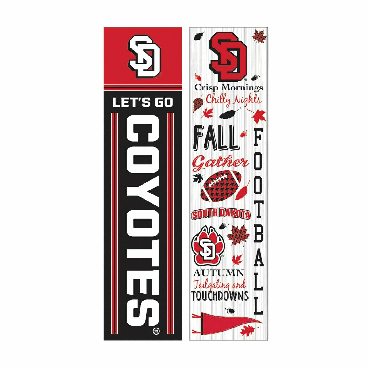 46" Double Sided Leaner, University of South Dakota, Fall Seasonal - Collegiate Home