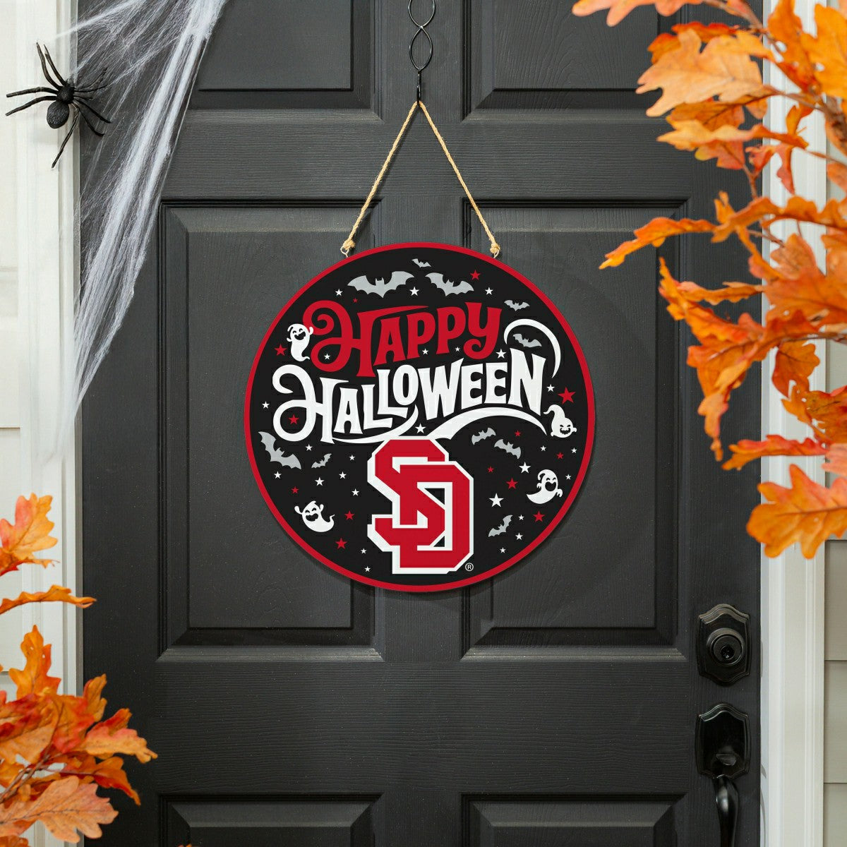 University of South Dakota Halloween Round Door Décor with Hanging Rop - Collegiate Home