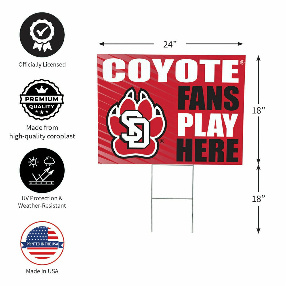 University of South Dakota Coroplast Yard Sign "Fans Play Here" - Collegiate Home