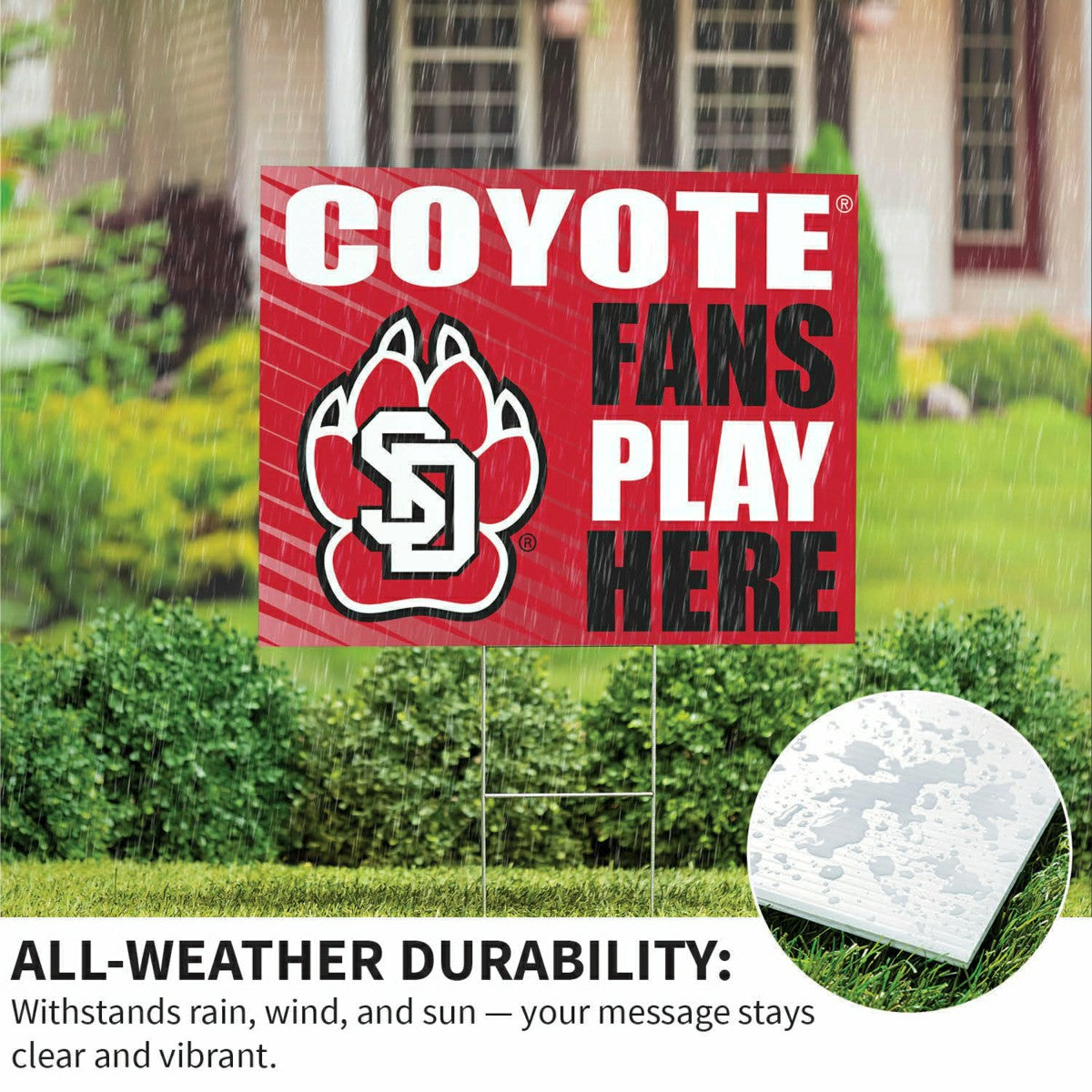 University of South Dakota Coroplast Yard Sign "Fans Play Here" - Collegiate Home