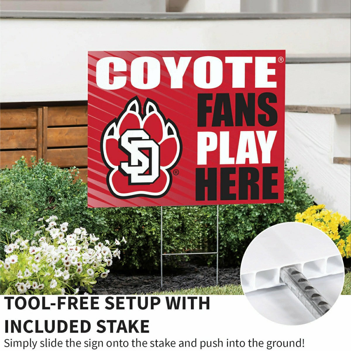 University of South Dakota Coroplast Yard Sign "Fans Play Here" - Collegiate Home