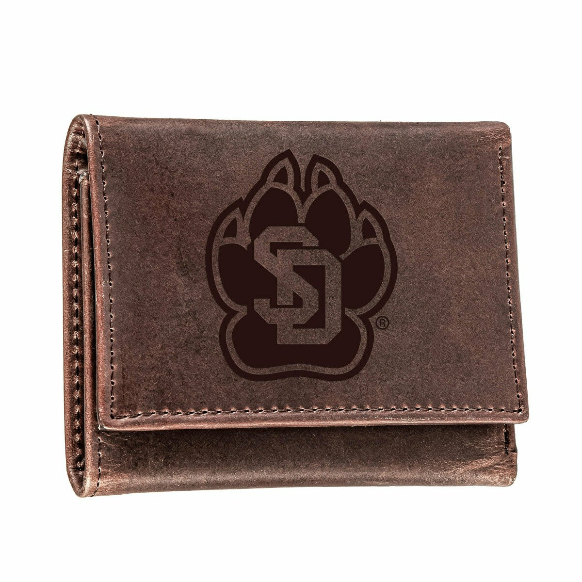 University of South Dakota, Tri-Fold Wallet, Brown, CH, 100% Genuine L - Collegiate Home