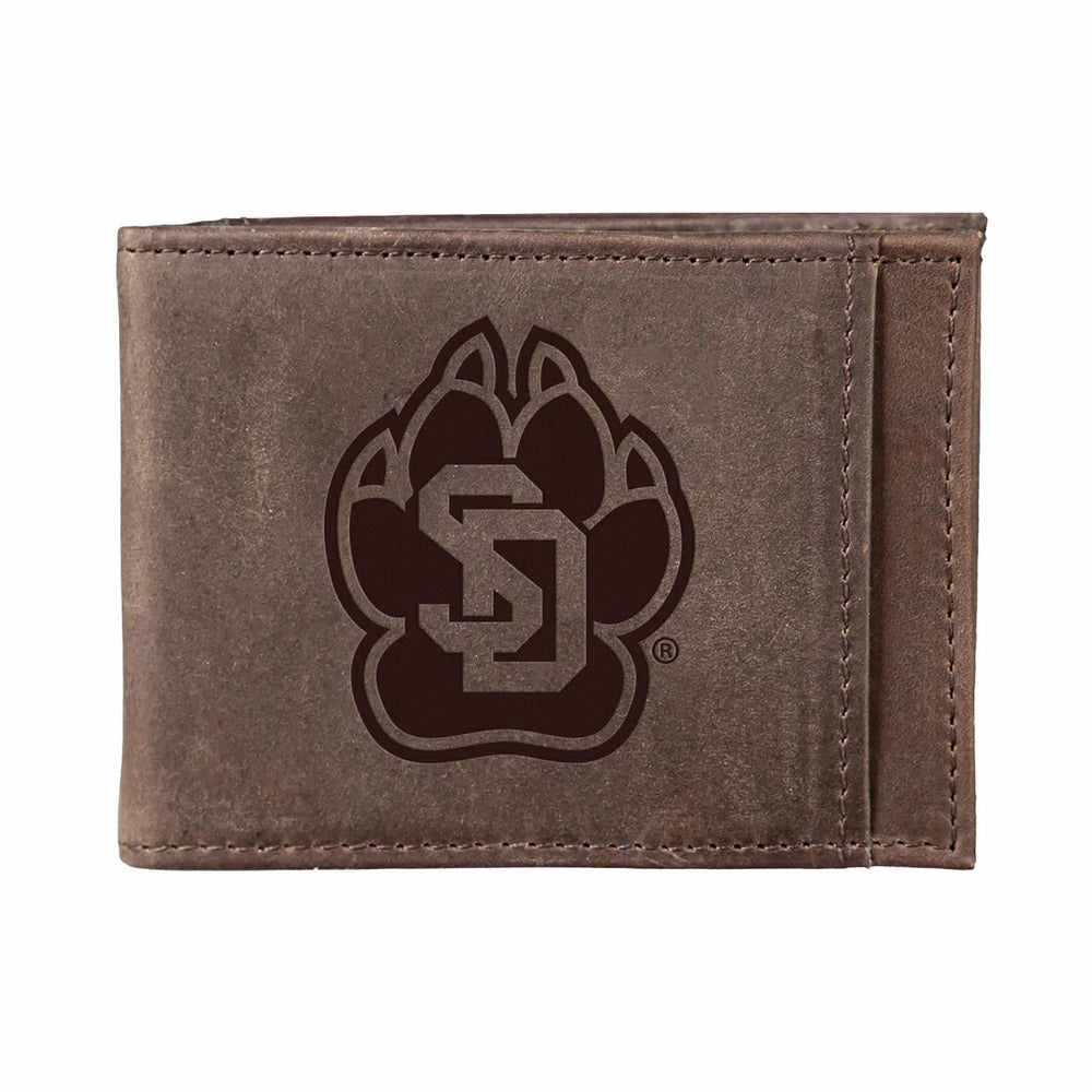 Front Pocket Wallet w/ RFID Blocking, University of South Dakota, Brow - Collegiate Home