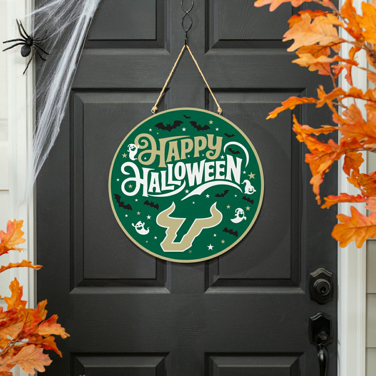 University of South Florida Halloween Round Door Décor with Hanging Ro - Collegiate Home