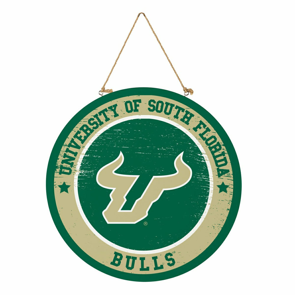 University of South Florida Round Door Décor with Hanging Rope, 18x18 - Collegiate Home