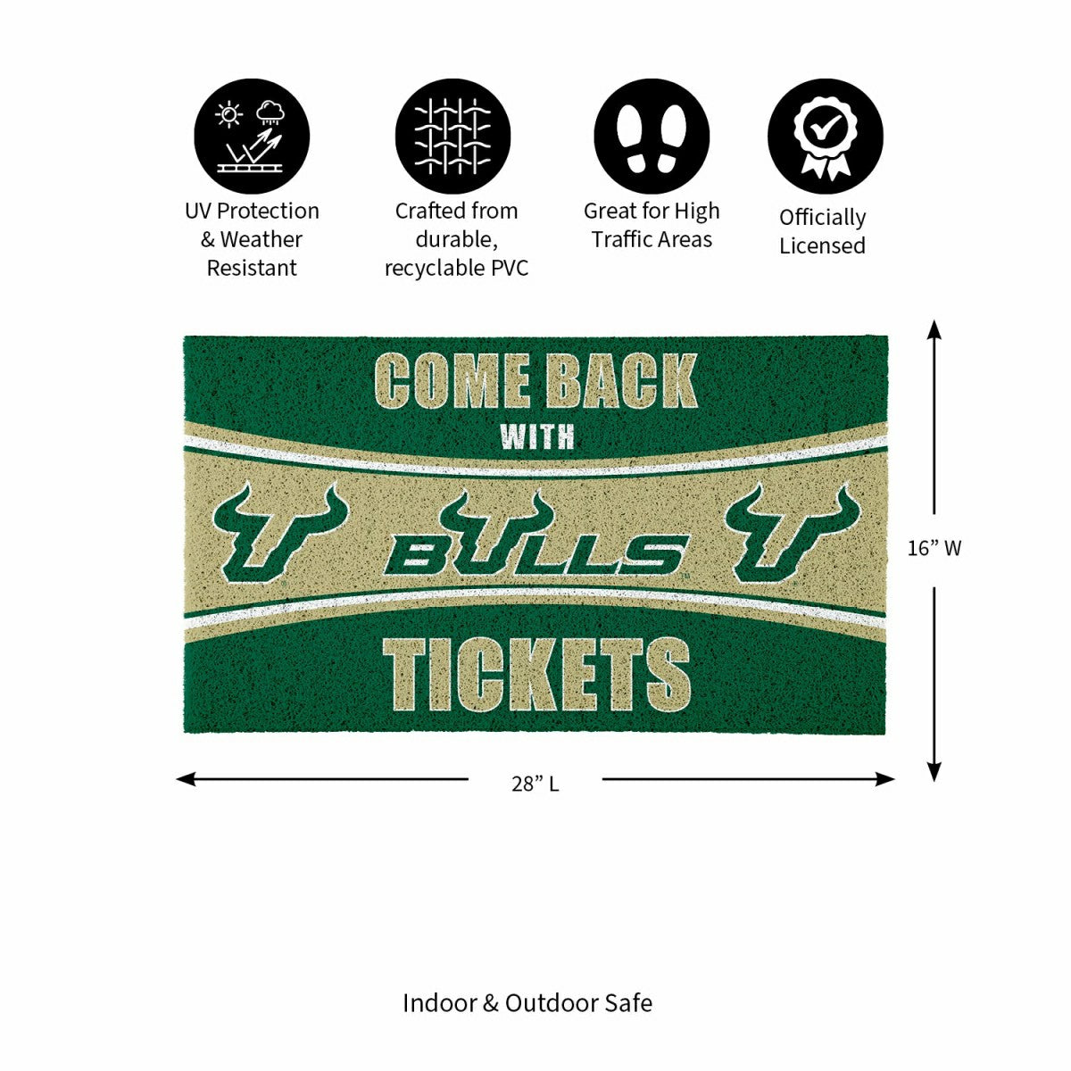 28" x 16" PVC Trapper Mat, Come Back with Tickets, University of South - Collegiate