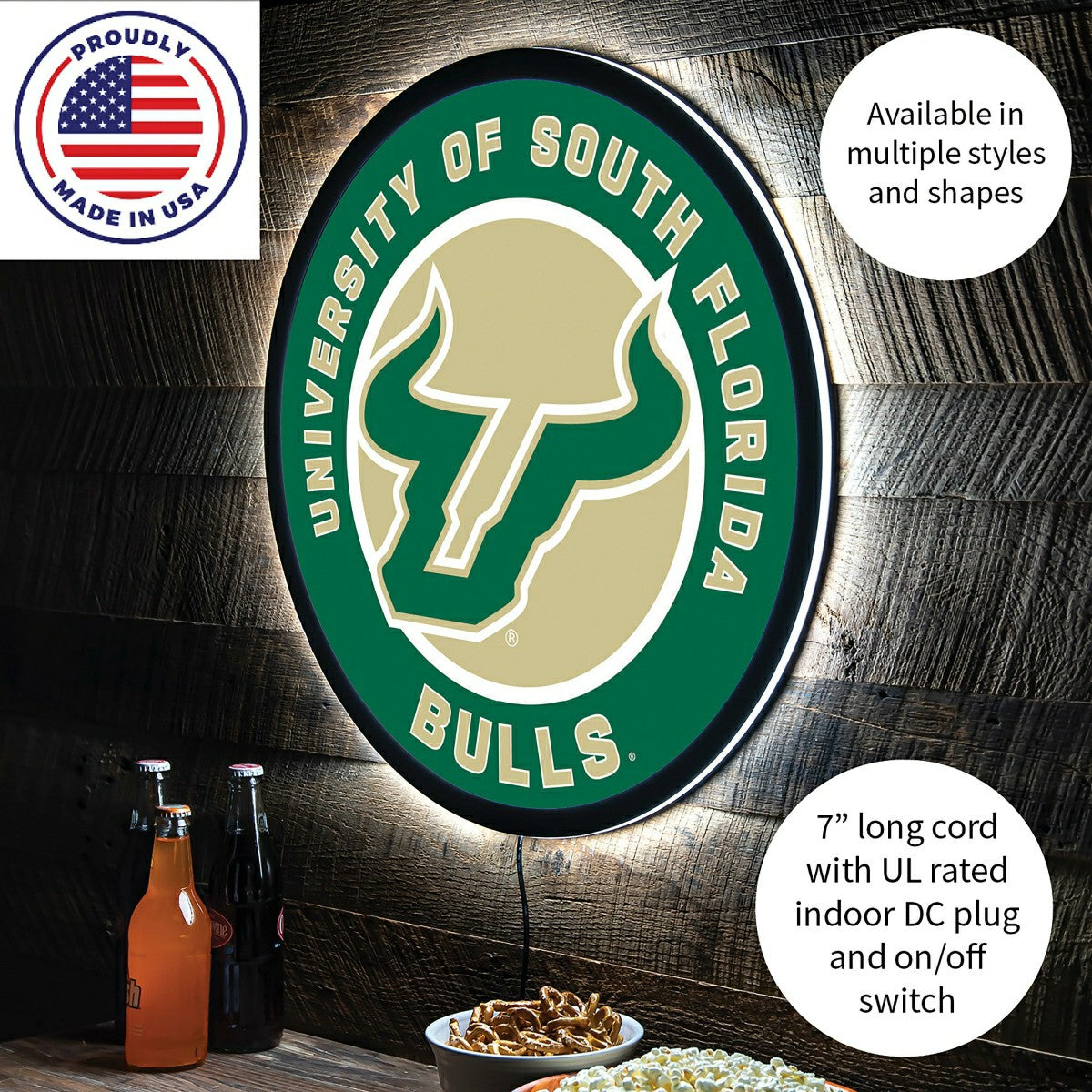 LED Wall Decor, Round, University of South Florida - Collegiate Home