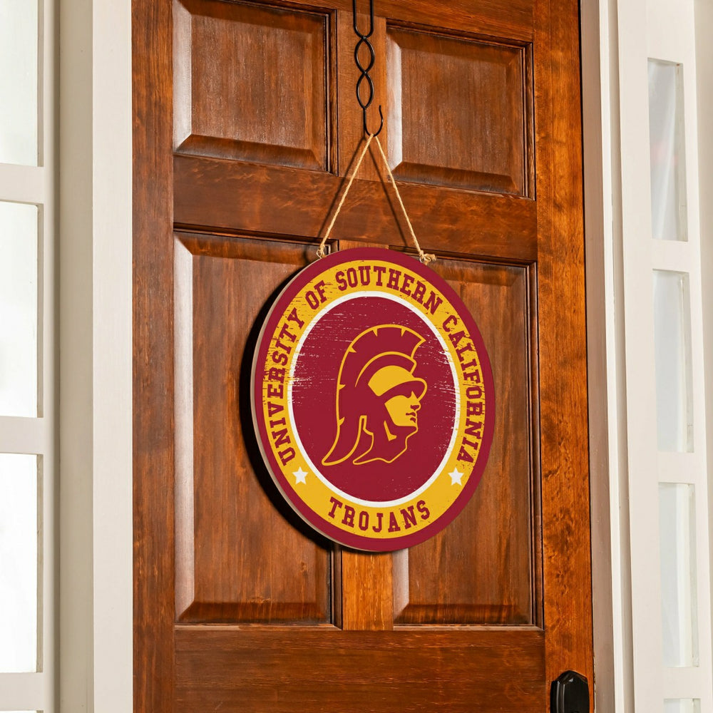 University of Southern California Round Door Décor with Hanging Rope,  - Collegiate Home