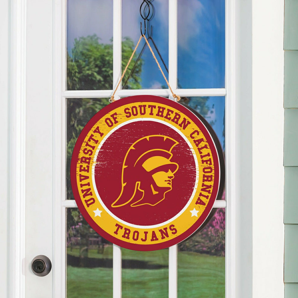University of Southern California Round Door Décor with Hanging Rope,  - Collegiate Home