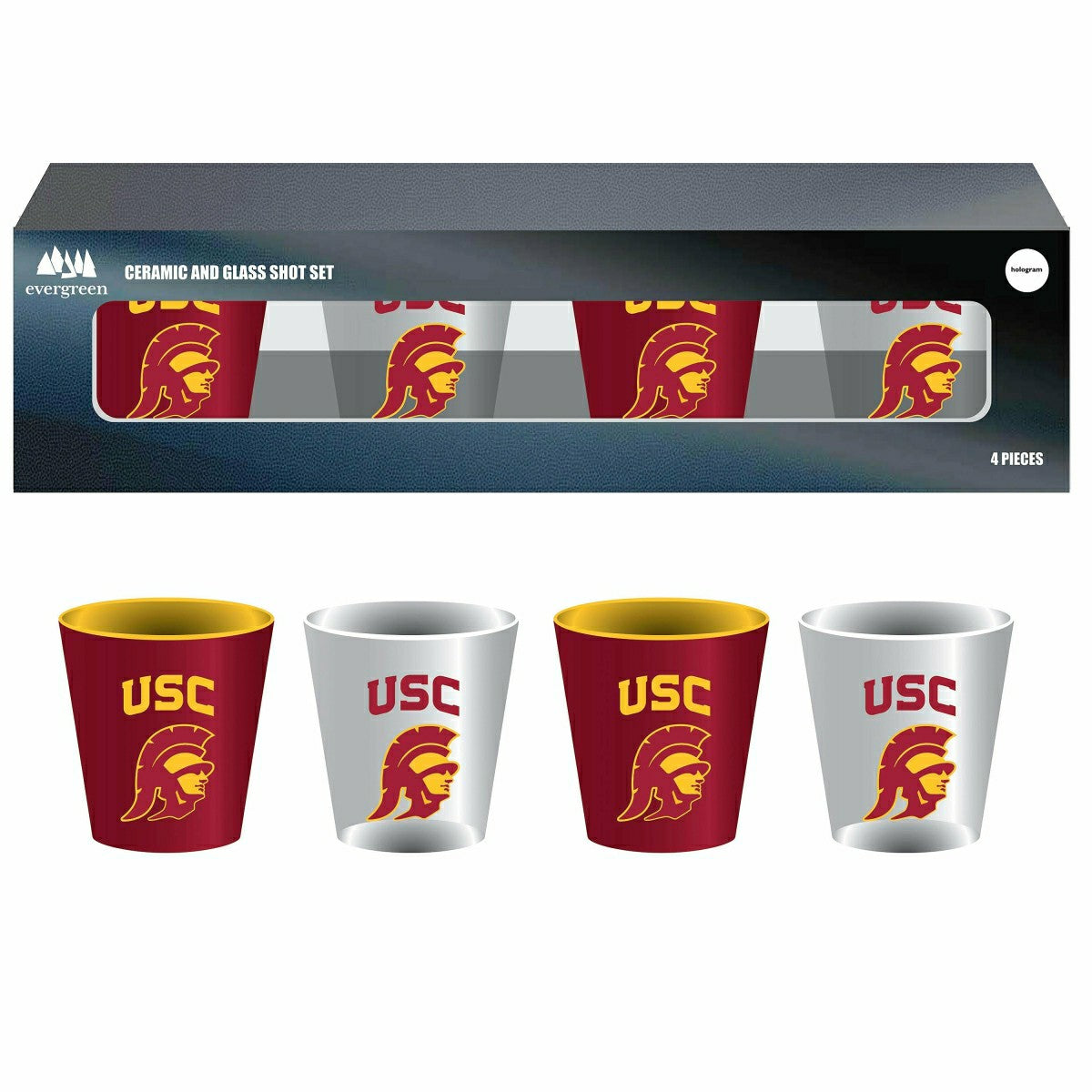 University of Southern California 4-Piece Ceramic and Glass 2oz. Shot  - Collegiate Home
