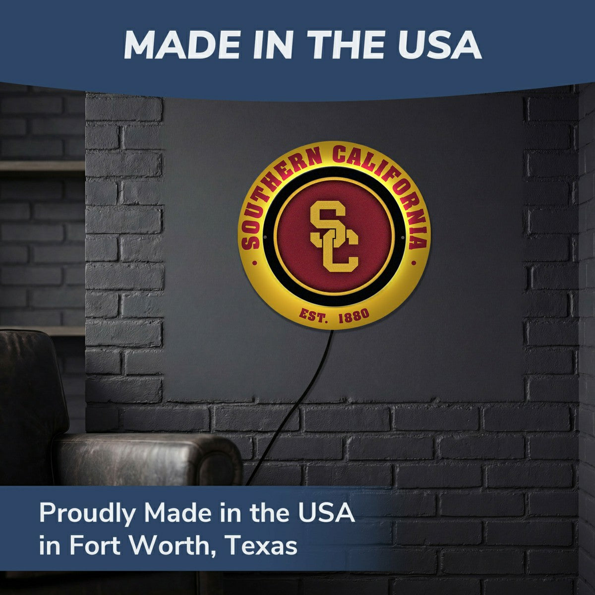 University of Southern California, Metal Lite, Round - Collegiate