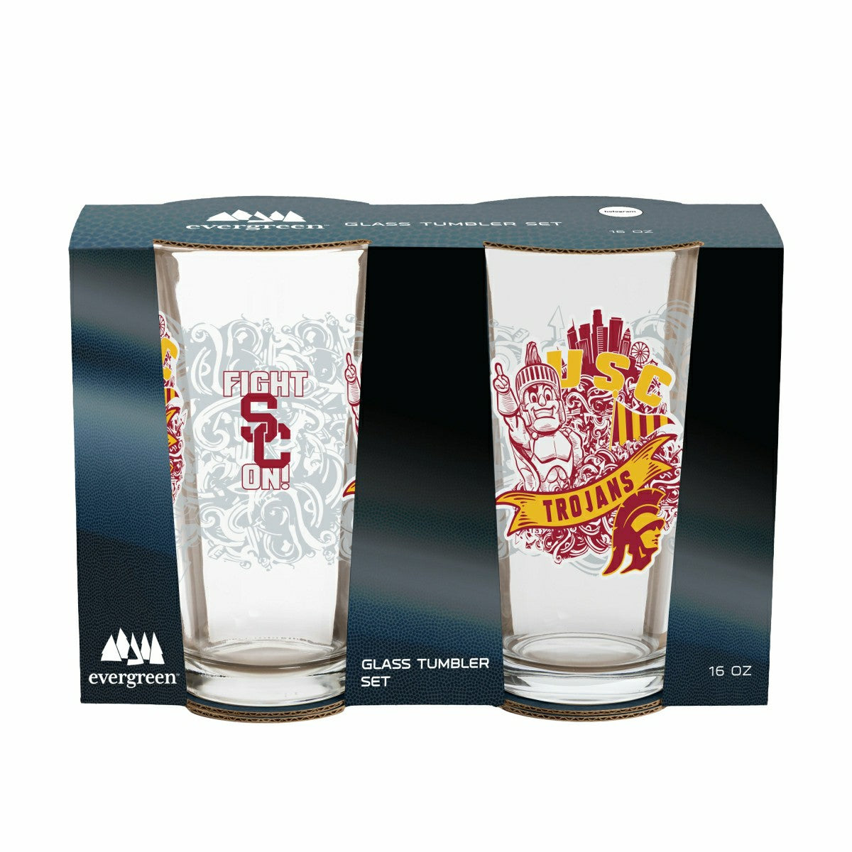 University of Southern California 16oz Glass pint, Set of 2 - Collegiate Home