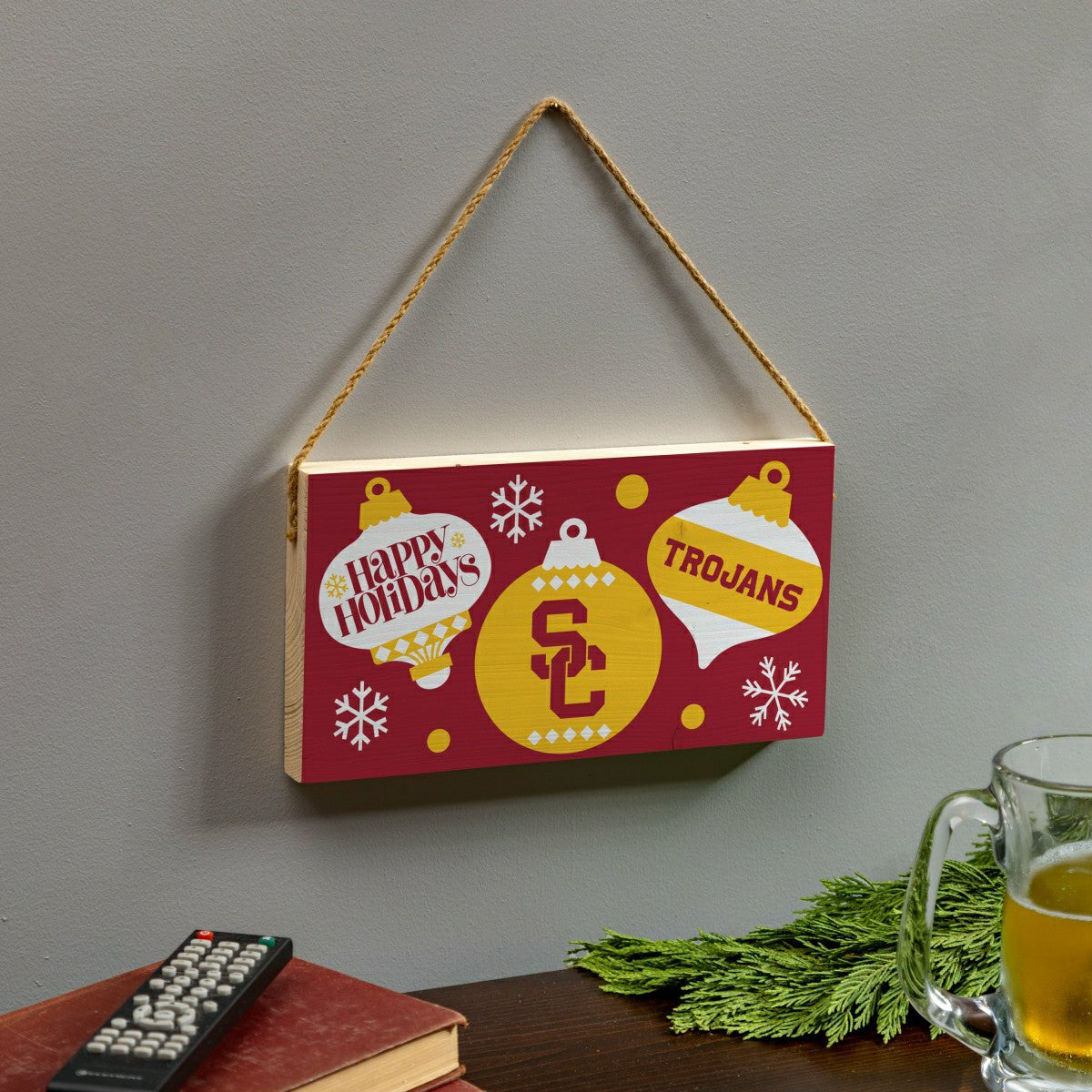 University of Southern California Holiday Wood Wall Sign, 6x11 - Collegiate Home