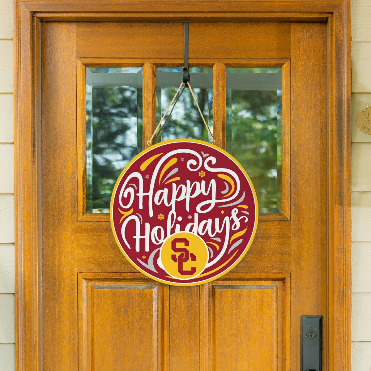 University of Southern California Holiday Round Door Décor with Hangin - Collegiate Home