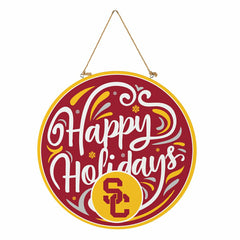 University of Southern California Holiday Round Door Décor with Hangin - Collegiate Home