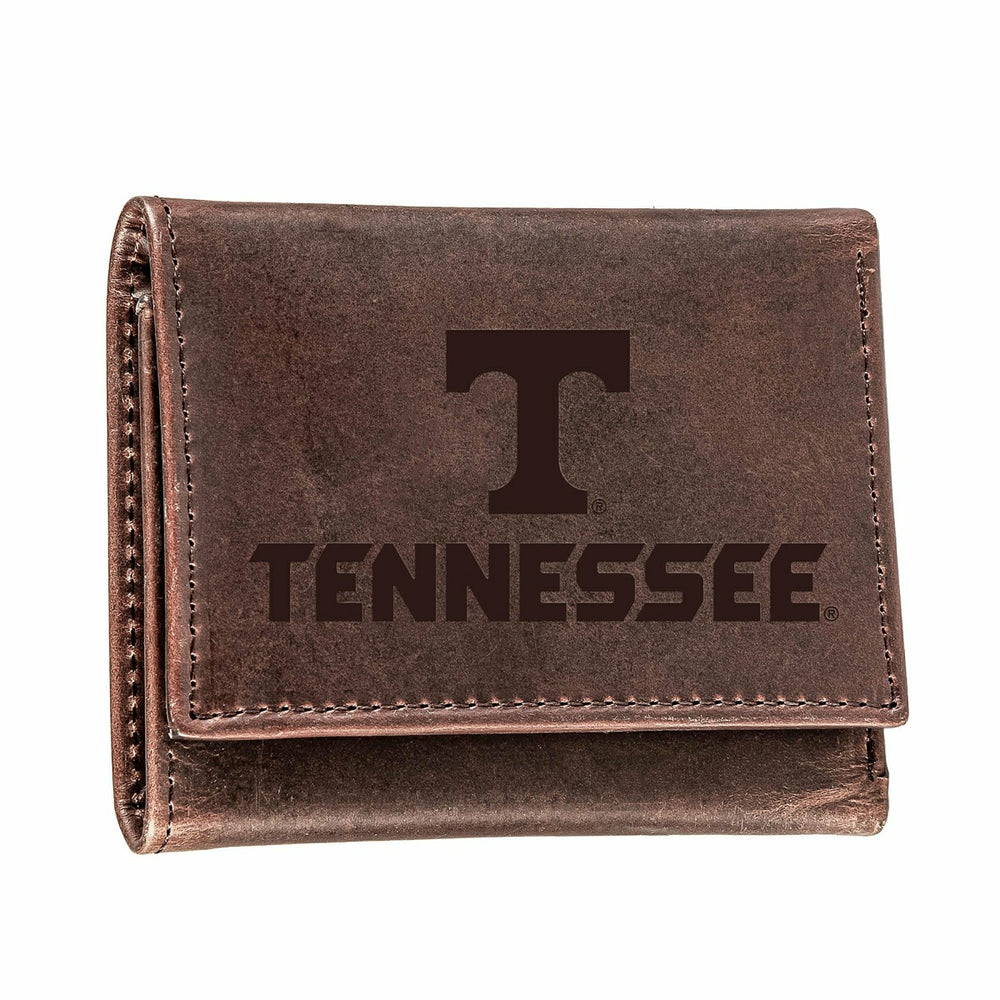 University of Tennessee, Tri-Fold Wallet, Brown, CH, 100% Genuine Leat - Collegiate Home