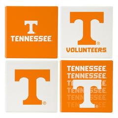 University of Tennessee Ceramic Coasters Set, 4pcs with Wood Caddy - Collegiate Home