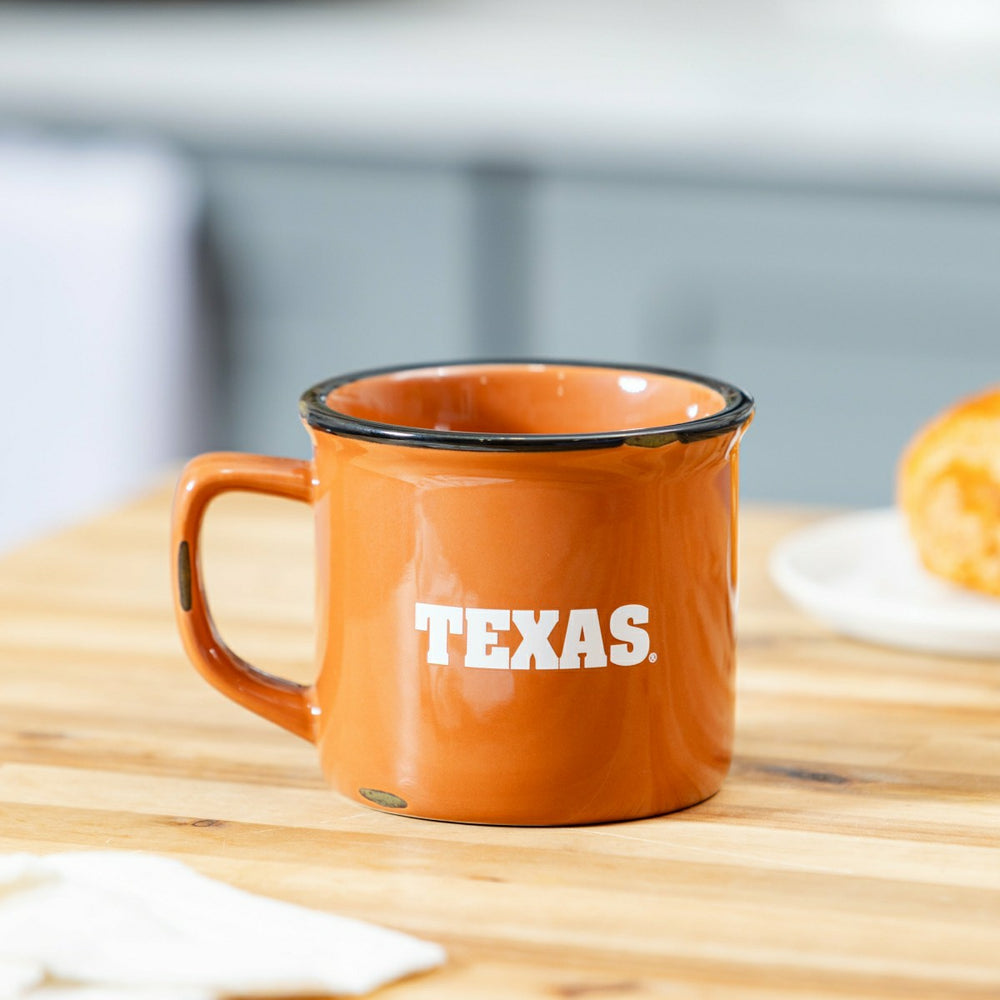 University of Texas Ceramic Camp Cup with Enamel Finish, 14oz - Collegiate Home