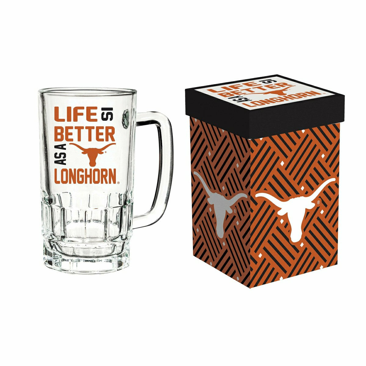 Glass Tankard Cup, with Gift Box, University of Texas - Collegiate Home