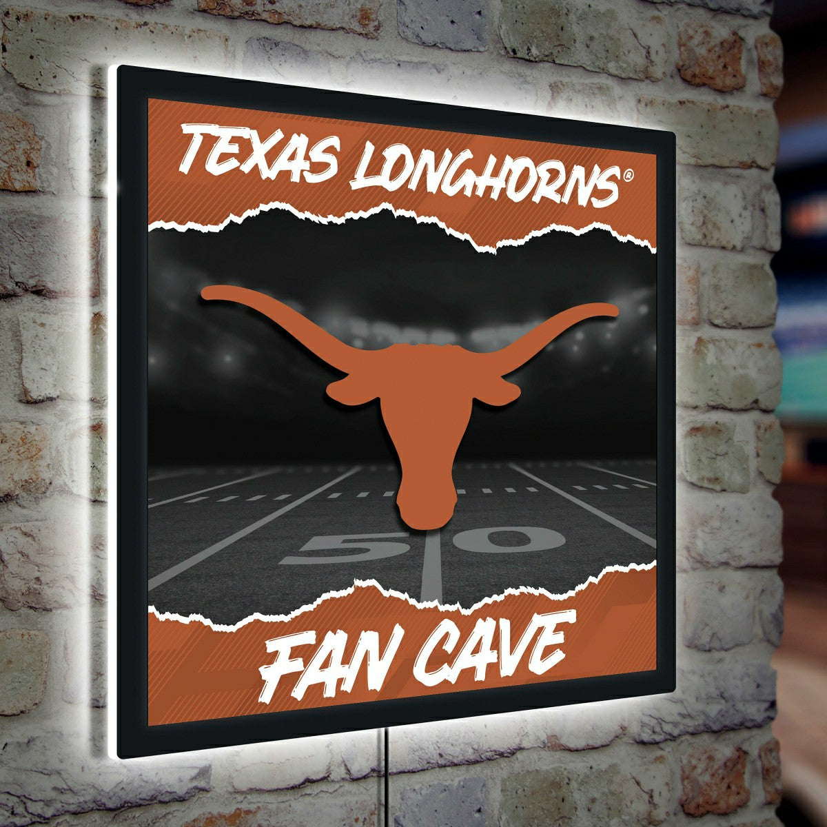 University of Texas 23"H x 23"L LED Wall Decor, Edgelite, Square - Collegiate Home