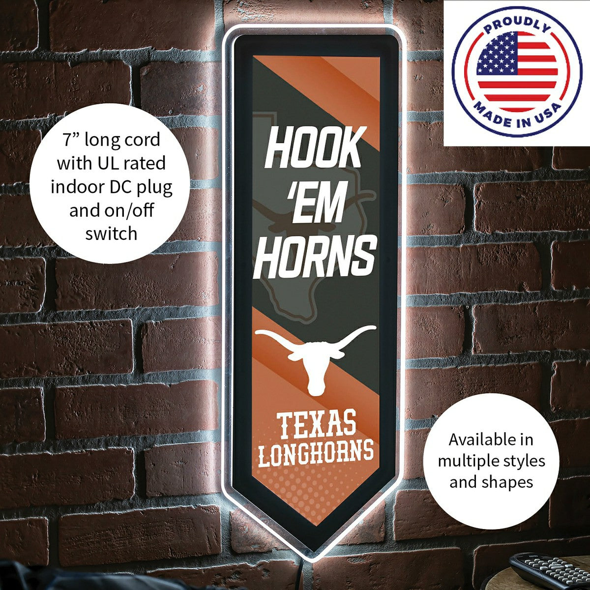 LED Wall Decor, Pennant, University of Texas - Collegiate Home