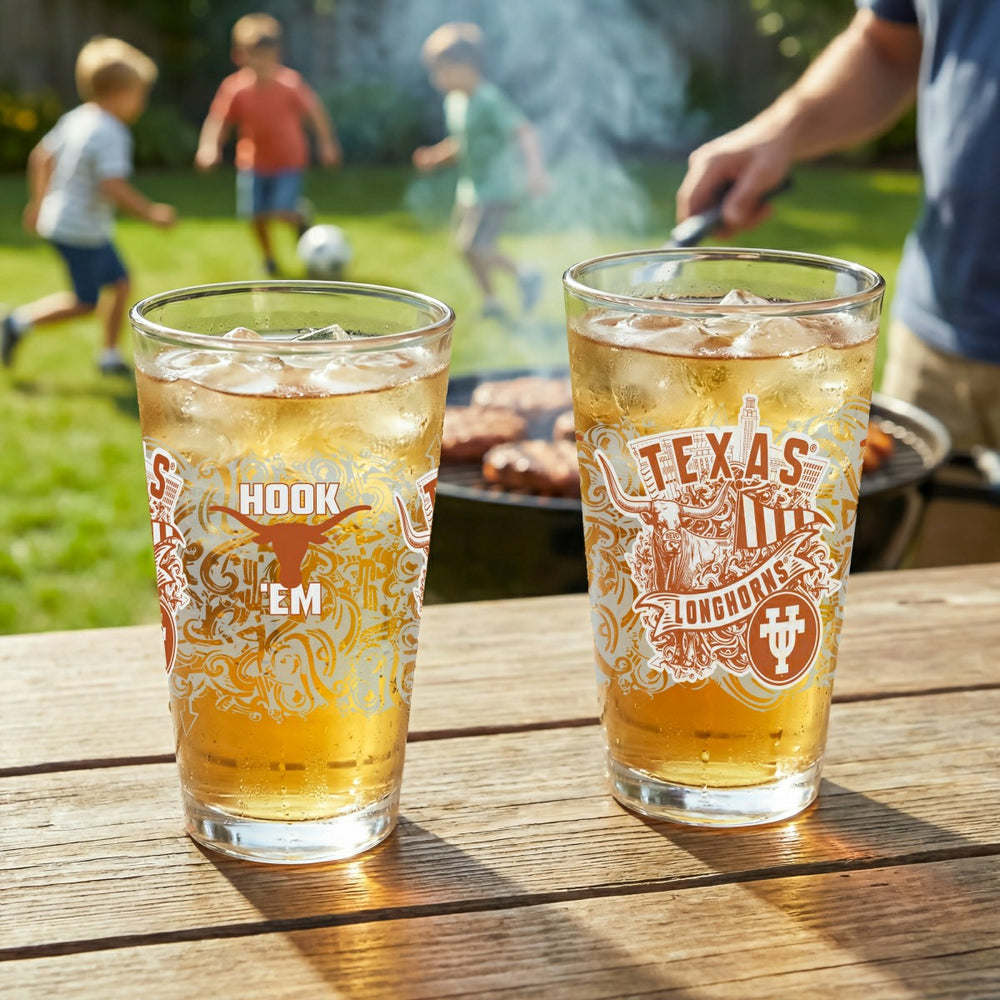 University of Texas 16oz Glass pint, Set of 2 - Collegiate Home