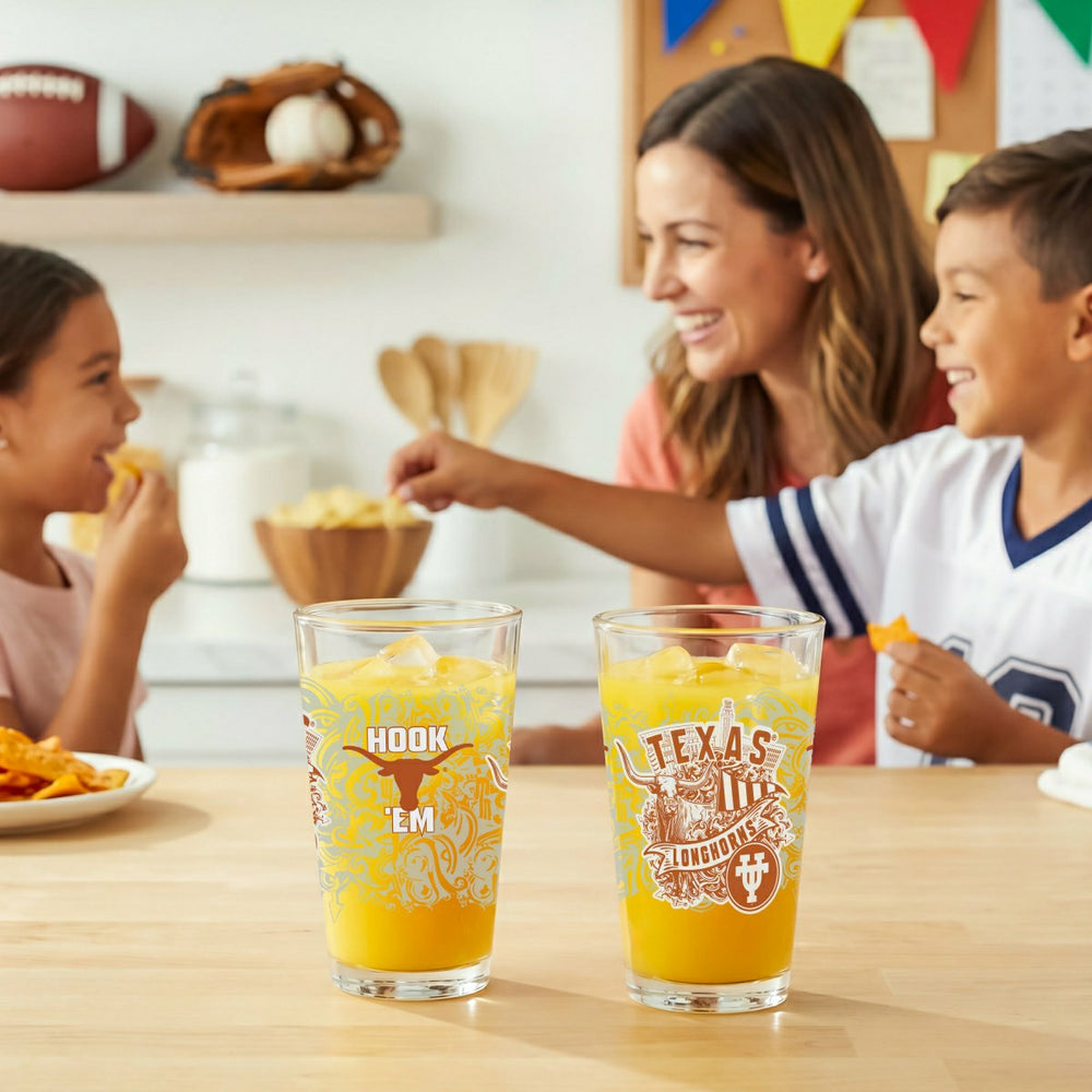 University of Texas 16oz Glass pint, Set of 2 - Collegiate Home