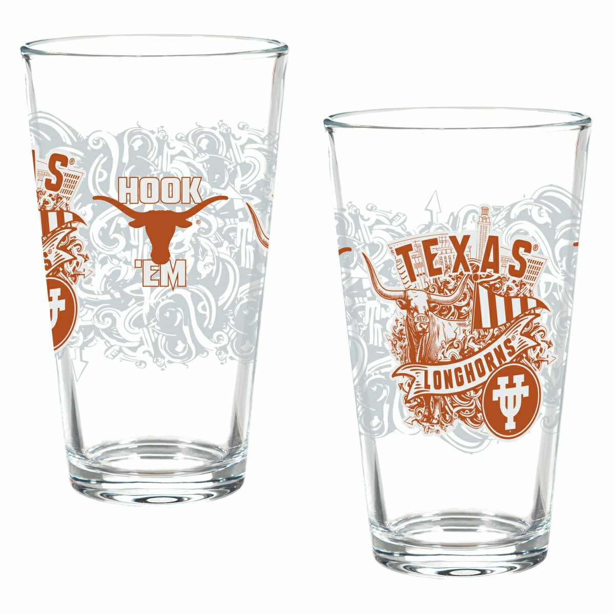 University of Texas 16oz Glass pint, Set of 2 - Collegiate Home