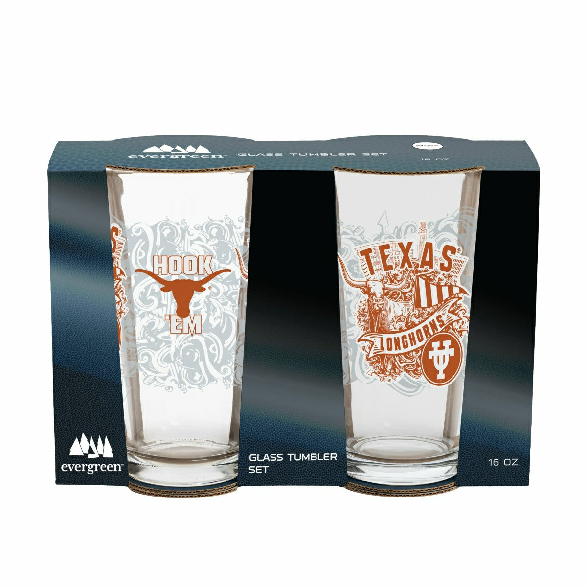 University of Texas 16oz Glass pint, Set of 2 - Collegiate Home