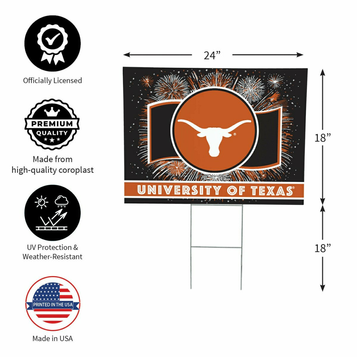 University of Texas Yard Sign, Patriotic - Collegiate Home