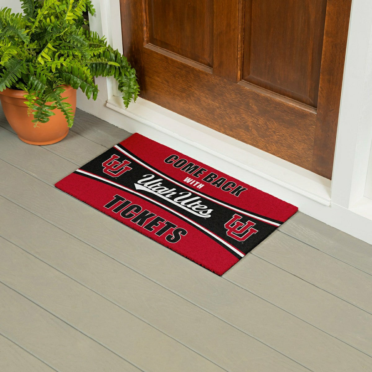 28" x 16" PVC Trapper Mat, Come Back with Tickets, University of Utah - Collegiate
