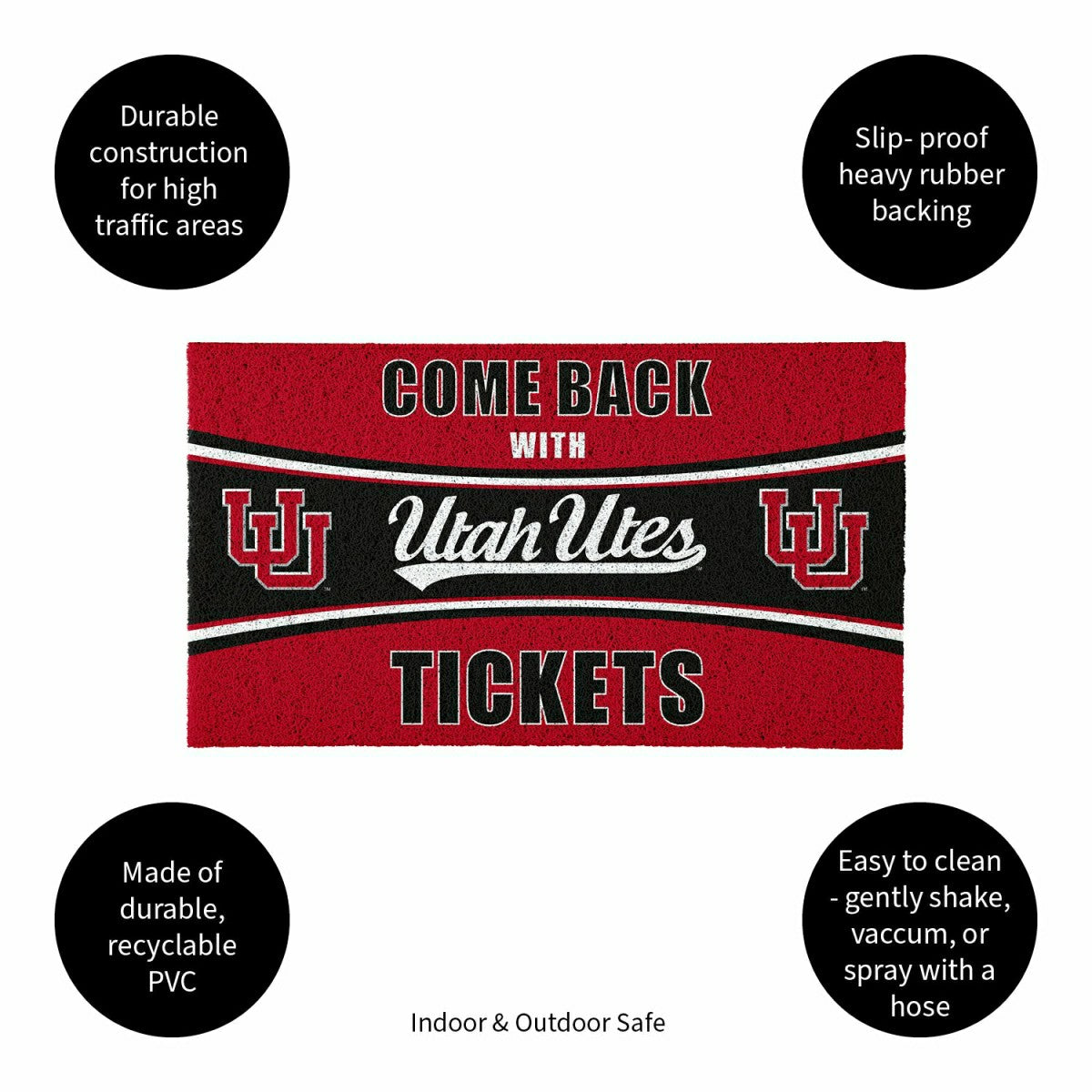28" x 16" PVC Trapper Mat, Come Back with Tickets, University of Utah - Collegiate