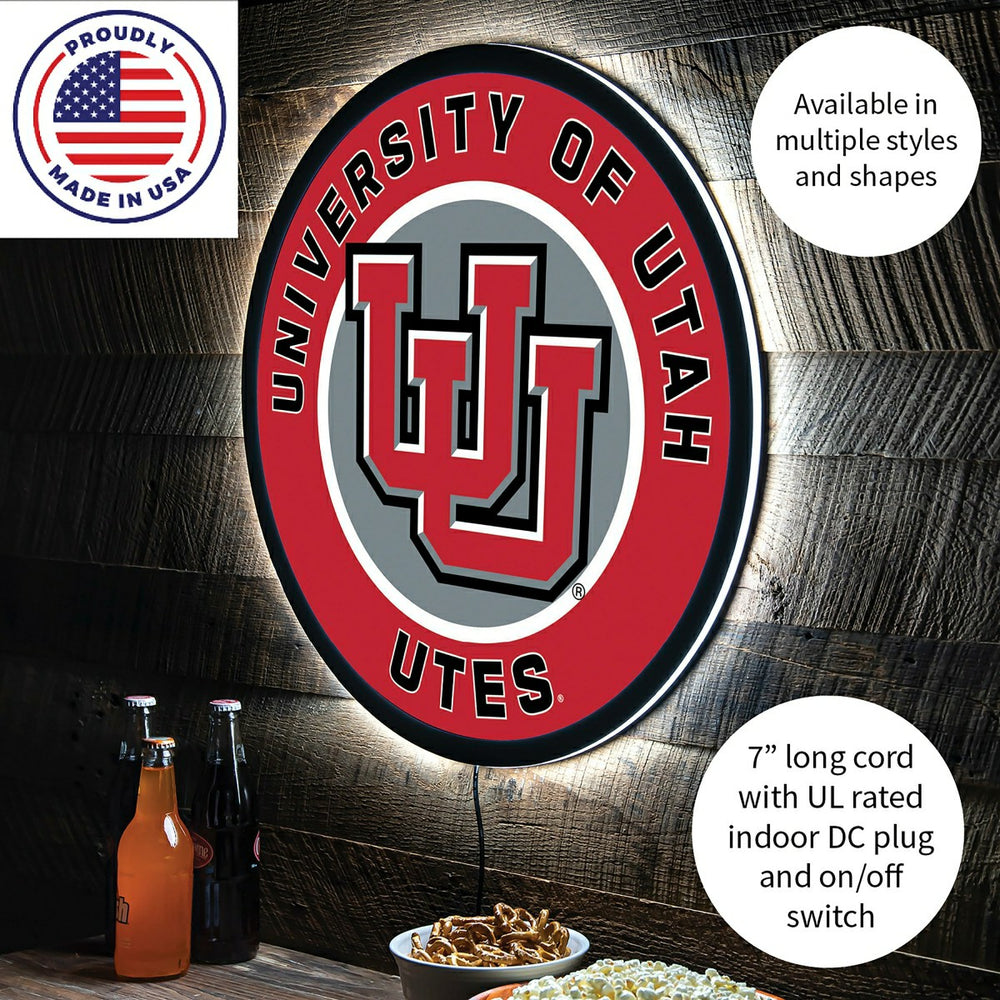 LED Wall Decor, Round, University of Utah - Collegiate Home