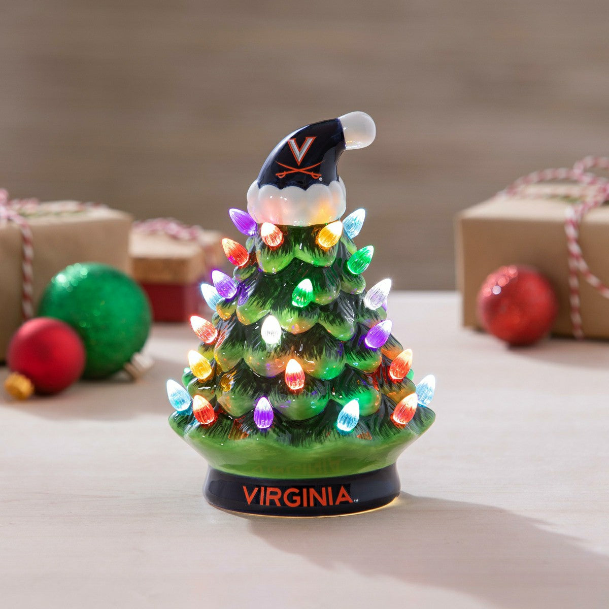 8" LED Ceramic Christmas Tree, University of Virginia - Collegiate Home