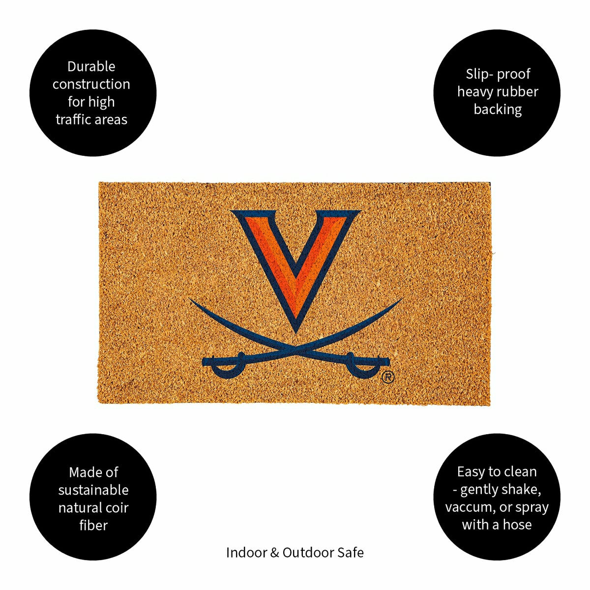 Coir Mat, 16"x28", University of Virginia - Collegiate