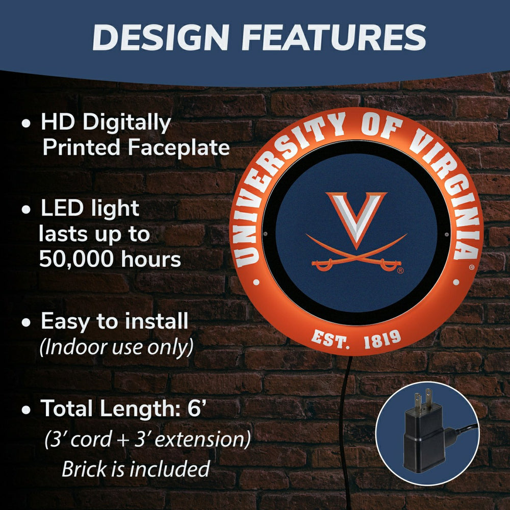 University of Virginia, Metal Lite, Round - Collegiate