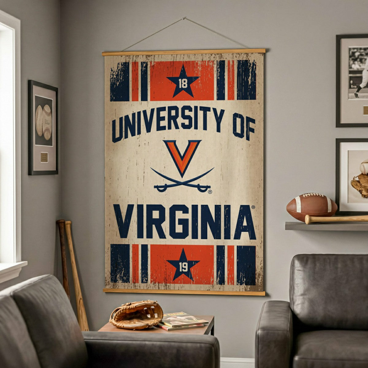 University of Virginia, Canvas Wall Tapestry, Large, 54x36 - Collegiate Home
