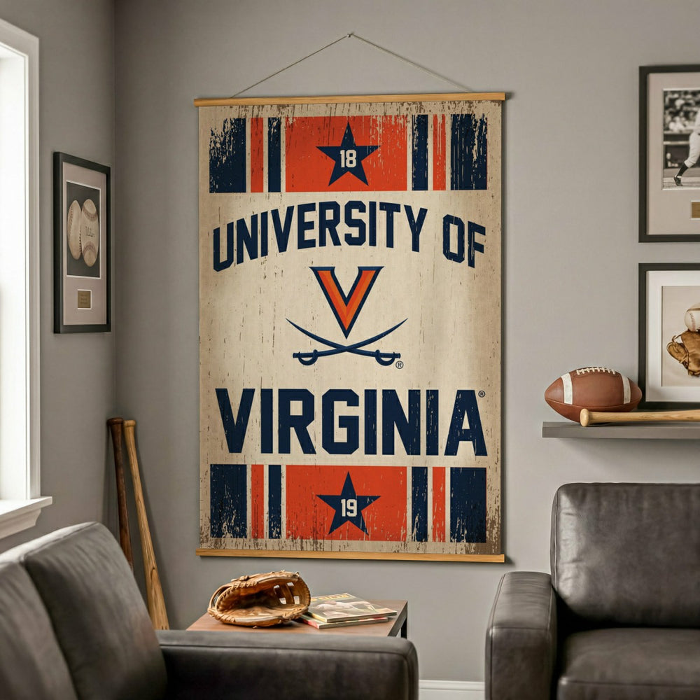 University of Virginia, Canvas Wall Tapestry, Large, 54x36 - Collegiate Home