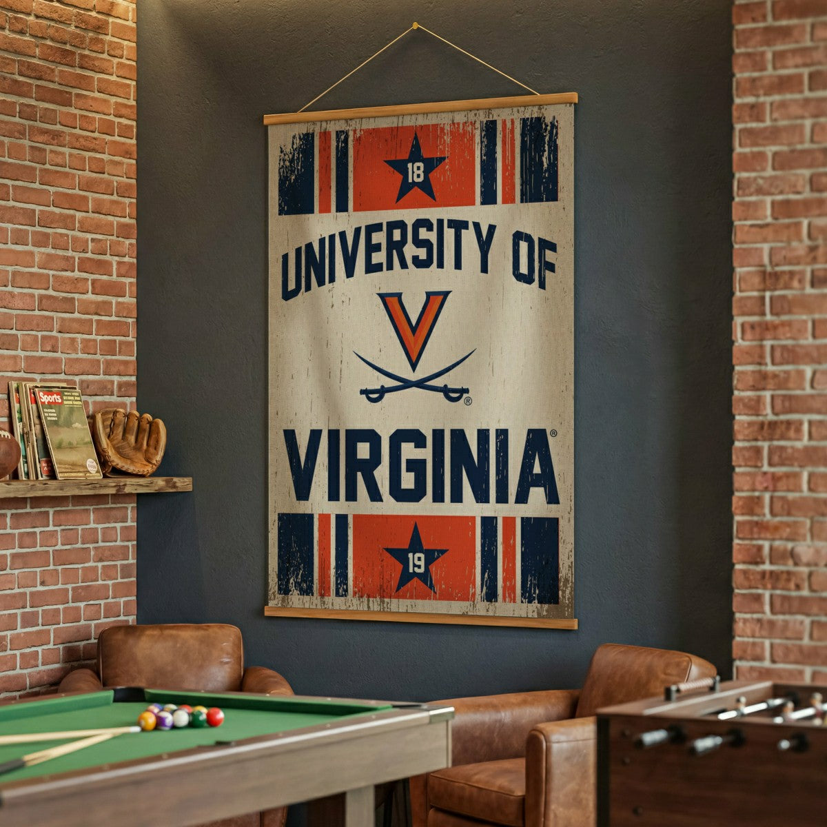 University of Virginia, Canvas Wall Tapestry, Large, 54x36 - Collegiate Home