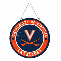 University of Virginia Round Door Décor with Hanging Rope, 18x18 - Collegiate Home