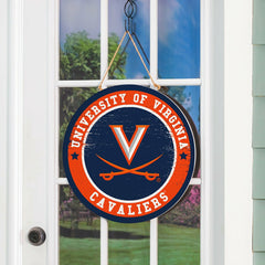 University of Virginia Round Door Décor with Hanging Rope, 18x18 - Collegiate Home