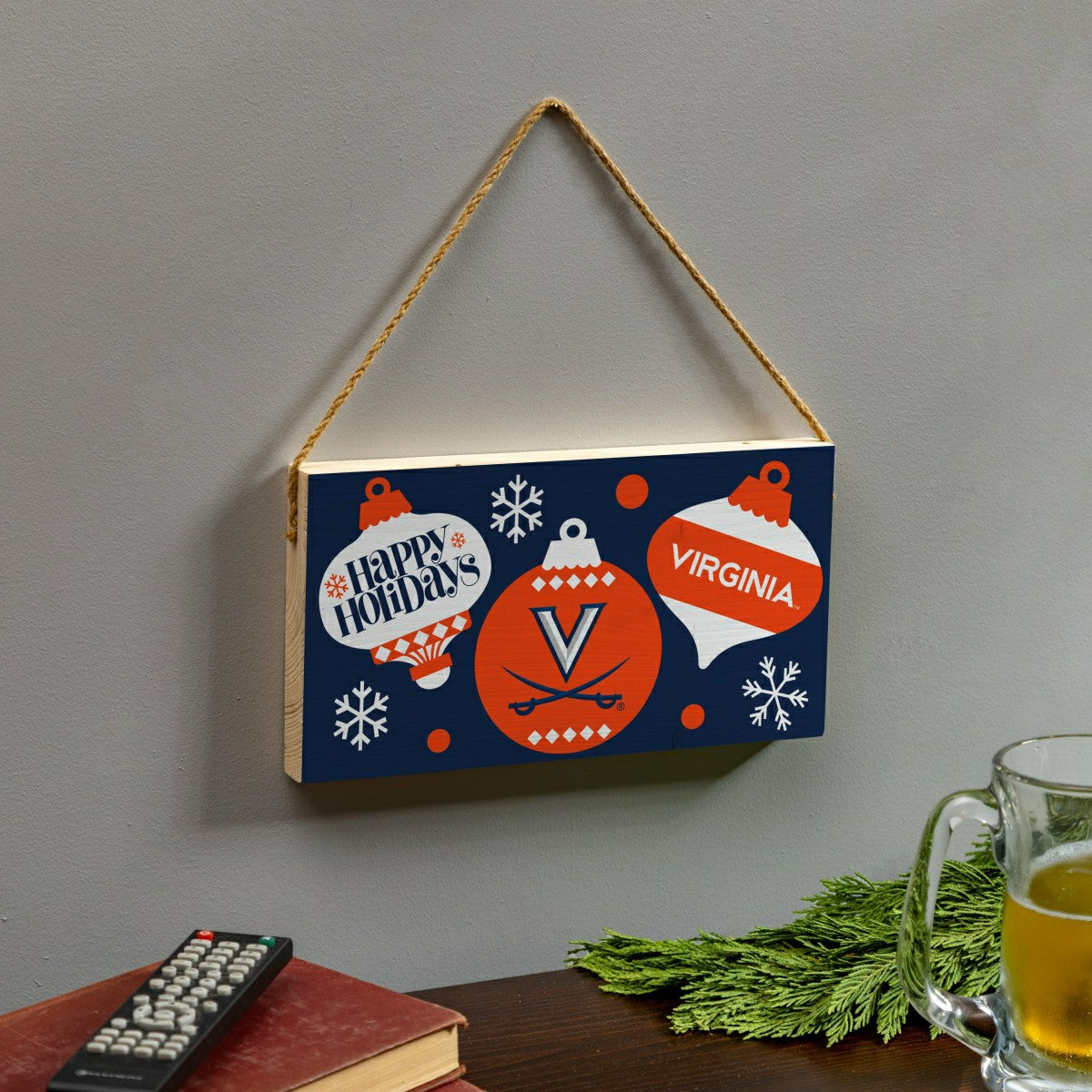 University of Virginia Holiday Wood Wall Sign, 6x11 - Collegiate Home