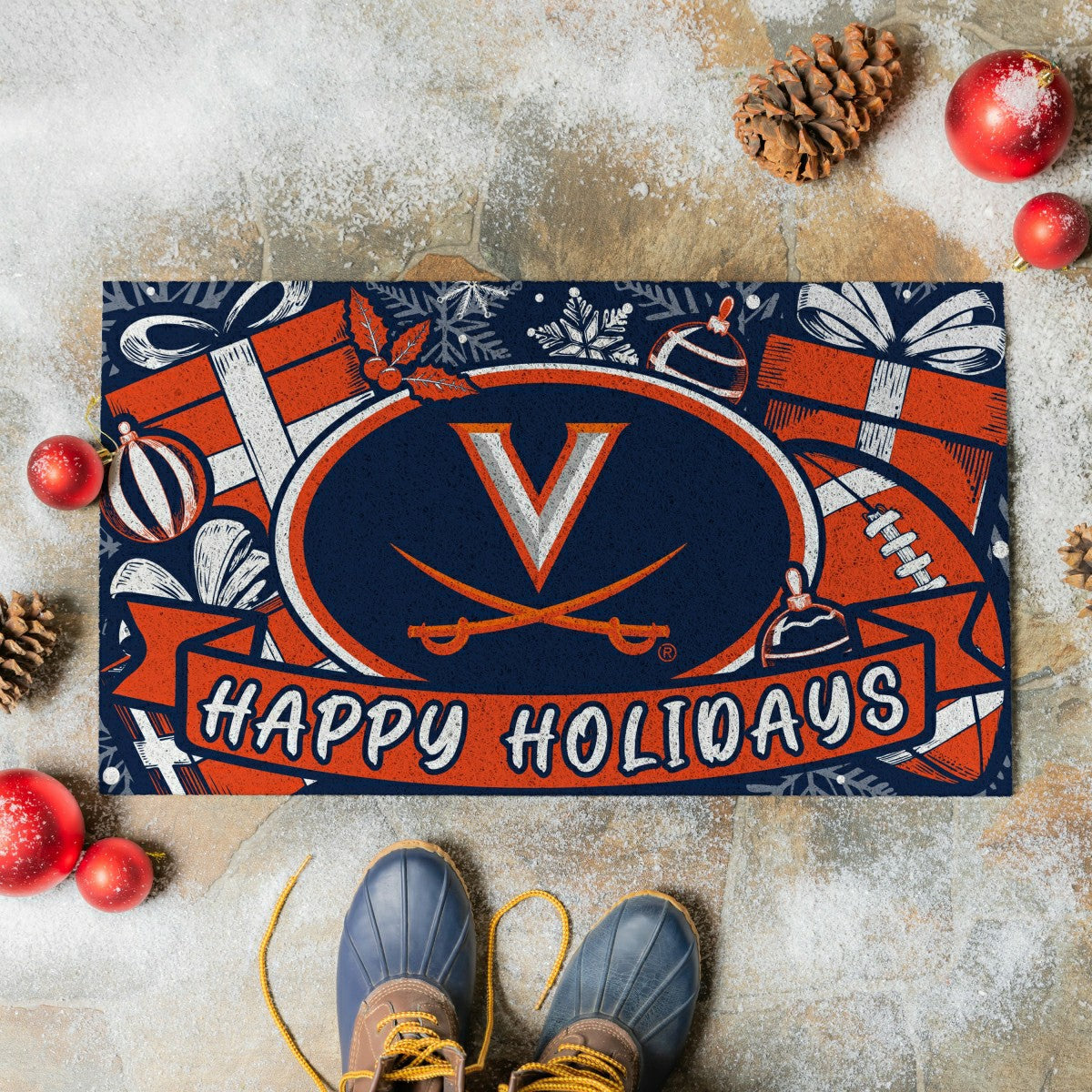 University of Virginia Holiday PVC Mat, 28"x16" - Collegiate