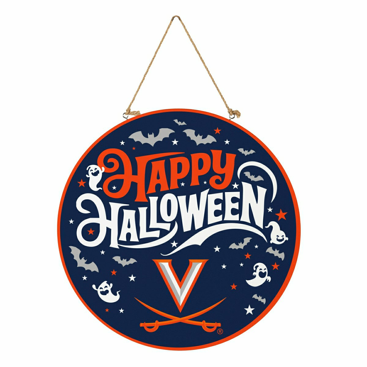 University of Virginia Halloween Round Door Décor with Hanging Rope, 1 - Collegiate Home