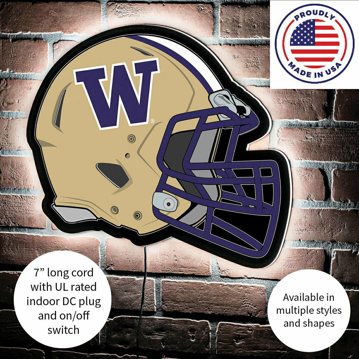 LED Wall Decor, Helmet, University of Washington - Collegiate Home