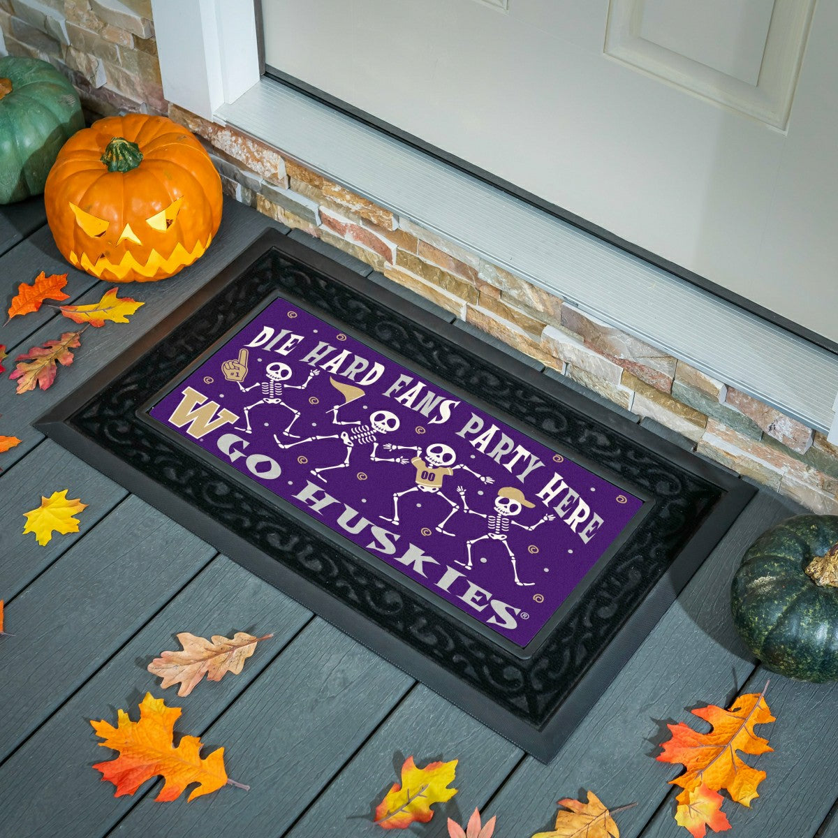 University of Washington Flocked Coir Halloween Sassafras Switch Mat,  - Collegiate