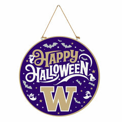 University of Washington Halloween Round Door Décor with Hanging Rope, - Collegiate Home